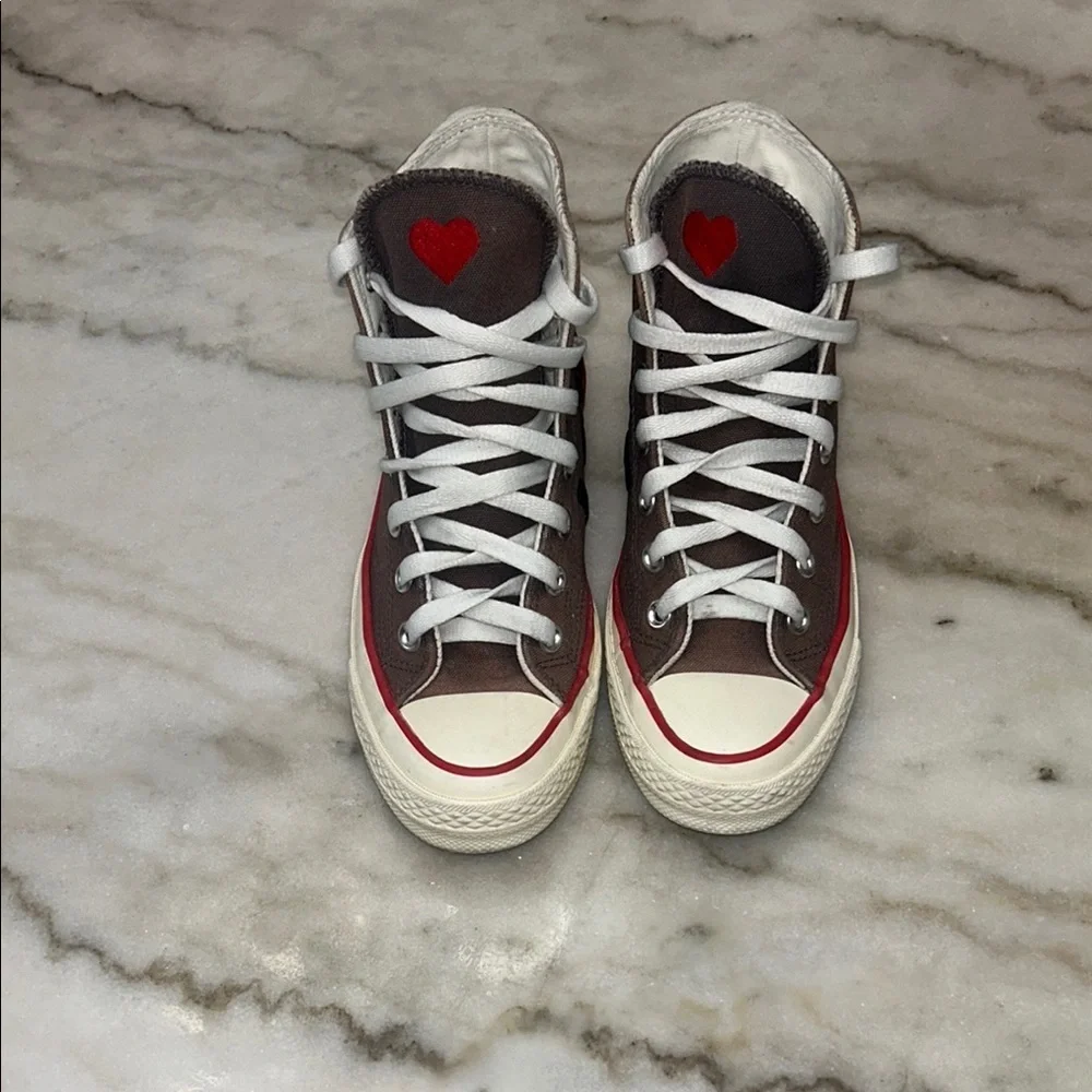Converse Red and Brown High-Top Sneakers with Iconic Style - Picture 2 of 10